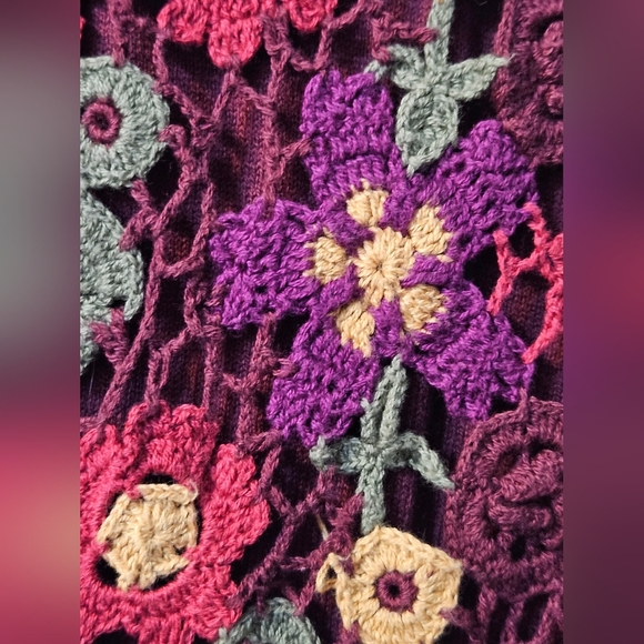 April Cornell Crochet Floral Cardigan Sweater - Picture 3 of 6